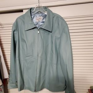 Paula McCoy Robin Egg Blue Leather Jacket Coat  3X